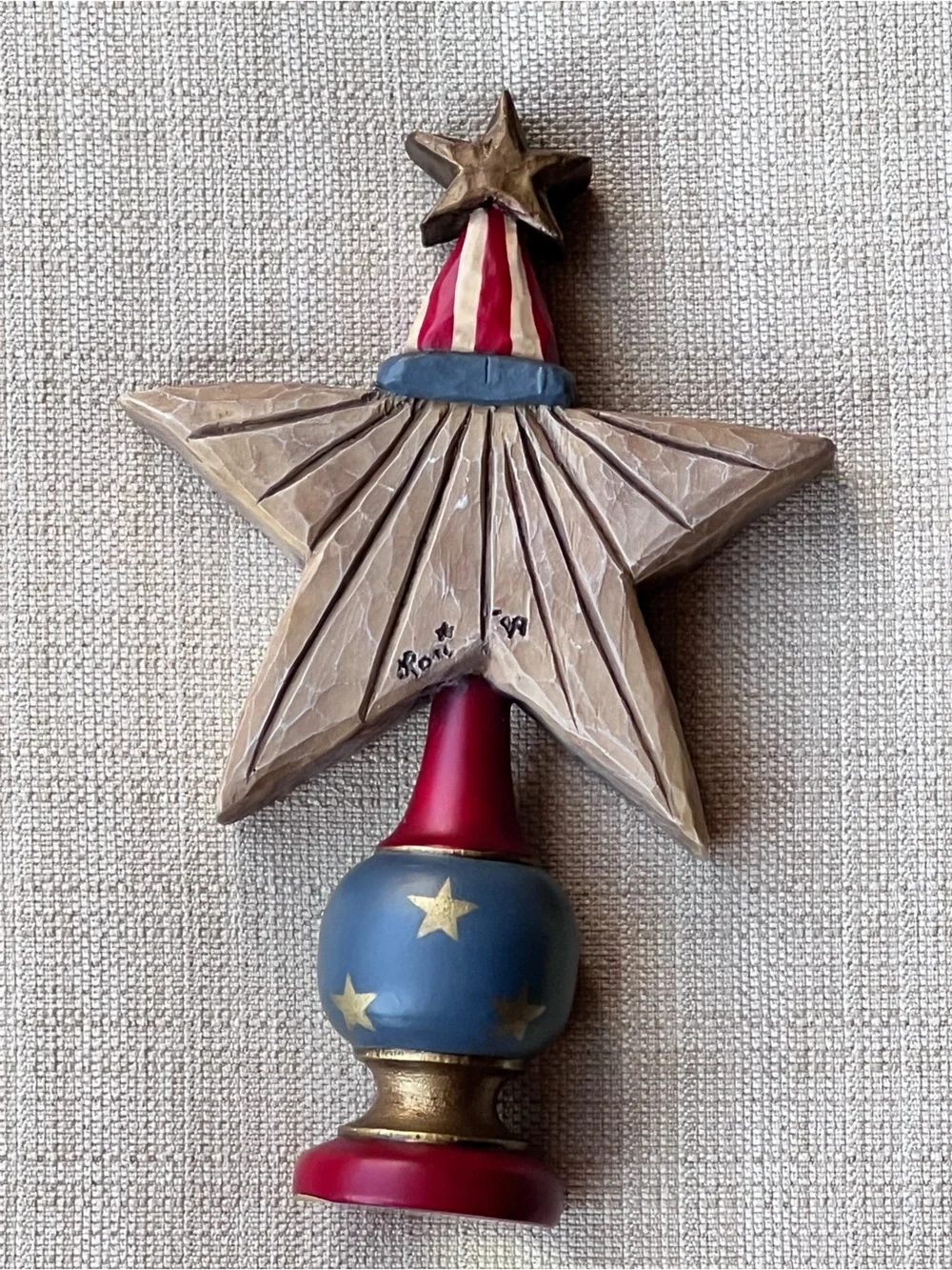 RARE Lori Miller USA Santa Christmas Holiday American Flag 250 Folk Art Collect